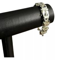 Pulseira dubai fecho especial santa 17mm banhado a prata 925