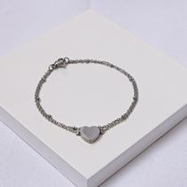 Pulseira Dupla Aço Inox Feminina com Coração