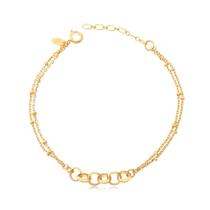 Pulseira Dupla Com Detalhe Em Elo Portugues Folheada A Ouro Dourada