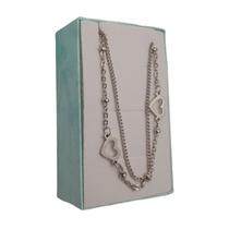 Pulseira dupla corações vazados inox prateado