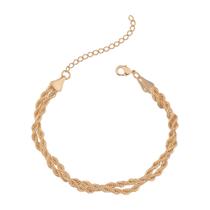 Pulseira dupla corrente cordão baiano 3mm banhado a ouro 18k
