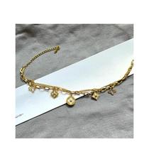 Pulseira Dupla De Aço Inoxidável Com Trevos Em Madrepérola