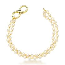 Pulseira dupla de pérolas com fecho infinito Pulseira dupla de pérolas com fecho infinito