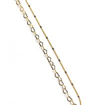 Pulseira Dupla Em Elos Coração e Mini Grumet Banhada a Ouro18 K (3C)