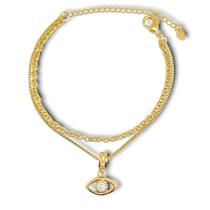 Pulseira Dupla Olho Grego de Zirconia Banhada a Ouro 18k Semijoia