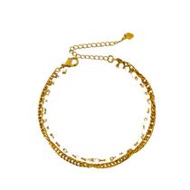 Pulseira dupla pérola banhada a ouro Pulseira dupla pérola banhada a ouro