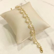 Pulseira Dupla Perola Coração