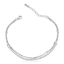 Pulseira Dupla Riviera E Bolinha De Prata 925