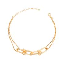 Pulseira Dupla Trabalhada Banhada a Ouro