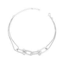 Pulseira Dupla Trabalhada Banhada a Prata Pulseira Dupla Trabalhada Banhada a Prata