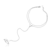 Pulseira e Anel Ajustável de Prata 925 Hand Chain Jade