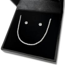 Pulseira e Brinco Pedra Zircônia Prata 925 Legítima Feminina