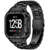 Pulseira e Estojo de Aço Inoxidável BAITEYOU para Fitbit Versa 4, 3, 2 e 1