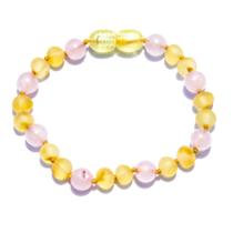 Pulseira e Tornozeleira 18cm Âmbar Báltico Limão Não Polido com Quartzo Rosa Pulseira e Tornozeleira 18cm Âmbar Báltico Limão Não Polido com Quartzo Rosa