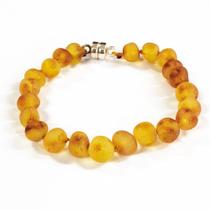 Pulseira e Tornozeleira 18cm Âmbar Báltico Mel Não Polido com Fecho de Imã de Prata Pulseira e Tornozeleira 18cm Âmbar Báltico Mel Não Polido com Fecho de Imã de Prata