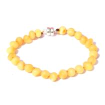 Pulseira e Tornozeleira (18cm) Âmbar Báltico Milk Não Polido com Fecho de Imã de Prata
