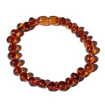 Pulseira e Tornozeleira Infantil 15cm Âmbar Báltico Mel Escuro Polido