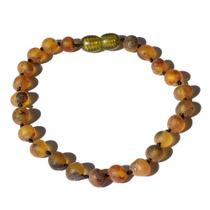 Pulseira e Tornozeleira Infantil 15cm Âmbar Báltico Verde Claro Não Polido