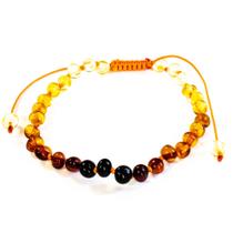 Pulseira e Tornozeleira Regulável (18cm) Âmbar Báltico Arco-Íris Polido