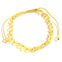 Pulseira e Tornozeleira Regulável (18cm) Âmbar Báltico Limão Não Polido