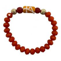 Pulseira Egunitá Firma Laranja E Vermelha Cristal E Silicone