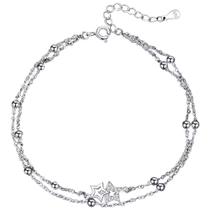 Pulseira Ek Prata Dupla Camada Estrelas 925 Pulseira Ek Prata Dupla Camada Estrelas 925