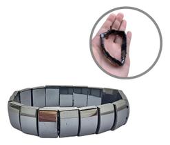 Pulseira Elástica Hematita Triangulo Magnética 8mm Pedra Natural Pulseira Elástica Hematita Triangulo Magnética 8mm Pedra Natural
