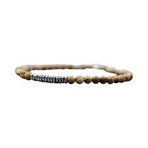 Pulseira Elástica Masculina Com Contas De Hematita E Olho De Tigre De Rocha Vulcânica Natural De 4