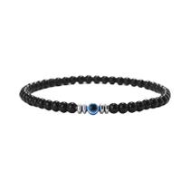Pulseira Elástica Unissex De 4mm Em Turquesa Natural, Hematita E Obsidiana Para Meditação E Cura