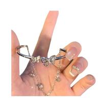 Pulseira Elegante Coreana Com Corrente De Borboleta E Pingente De Flor, Estrela E Lua Em Zircônia,