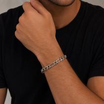 Pulseira Elo Alternado Premium Prata Moderna Unissex Pulseira Elo Alternado Premium Prata Moderna Unissex