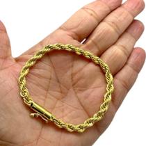 Pulseira Elo Baiano 8mm Banhado a Ouro 18K Luxo Pulseira Elo Baiano 8mm Banhado a Ouro 18K Luxo