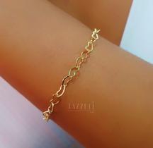 Pulseira Elo Corações Lisos Banhado em Ouro18k (SKU: 00090403)