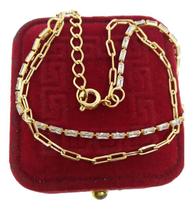 Pulseira Elo Duplo Com Pedras Zircônia 100% Moedas Antigas