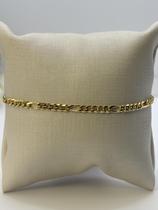 Pulseira Elo Figaro Fecho Gaveta Banho de Ouro