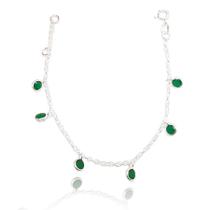 Pulseira Elo Pedra Verde Infantil 15 Cm Prata Legitima 925 Pulseira Elo Pedra Verde Infantil 15 Cm Prata Legitima 925
