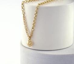 Pulseira Elo Português 15cm Pingente Coração Ouro 18k 750 Amarelo 15 Cm Pulseira Elo Português 15cm Pingente Coração Ouro 18k 750 Amarelo 15 Cm