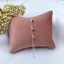 Pulseira Elo Portugues 6 Micro Zircônia 6mm Vermelho