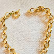 Pulseira elo português 7 mm feminina ouro 10k - joias de classe