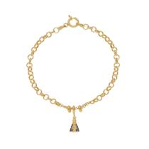 Pulseira Elo português com Argolas E Nossa Senhora Cravejada Ouro 18K (750)