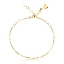 Pulseira Elo Português Com Coração Folheado A Ouro Pulseira Elo Português Com Coração Folheado A Ouro