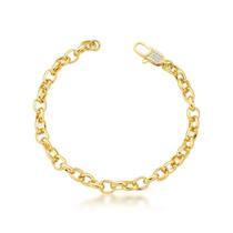 Pulseira elo português com fecho cravejado Pulseira elo português com fecho cravejado