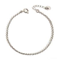 Pulseira Elo Português Fina Ródio - Semijoia Elegante e Versátil