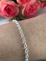Pulseira Elo Português Grossa C/ Extensor Prata Legítima 925