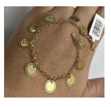 Pulseira Elo Português Ouro 18k Placas 10 Mandamentos Nota