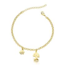 Pulseira elo portugues p com pingente cachorro e patinha Pulseira elo portugues p com pingente cachorro e patinha