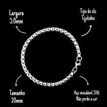 Pulseira Elo Trigo Masculina Aço Inoxidavel Torcido Prata Pulseira Elo Trigo Masculina Aço Inoxidavel Torcido Prata