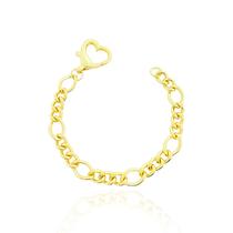 Pulseira Elos 3x1 Com Fecho de Coração Banhada a Ouro