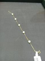 Pulseira elos alongados em ouro 18k com perolas Pulseira elos alongados em ouro 18k com perolas
