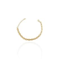 Pulseira Elos Chapinhas Texturizadas e Diamantadas Banho Ouro 18K